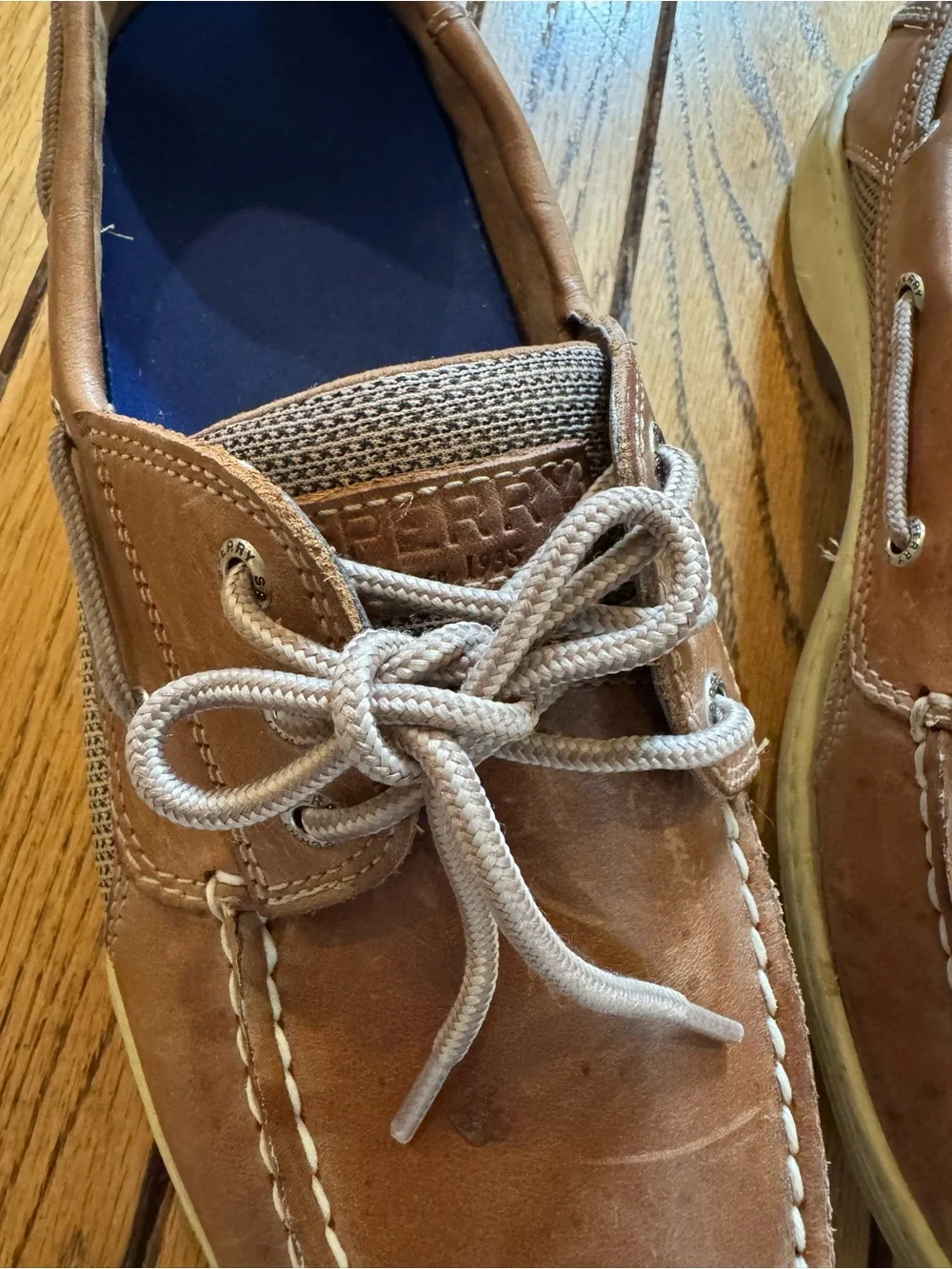 Sperry Brown Leather Classic Boat Shoes with Neutral Laces